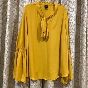Worthington Women 3X Gold Tie Bow Neck Blouse